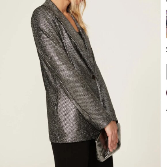 Show Me Your Mumu Felix Blazer Metallic Black Striped One Button - Picture 1 of 7